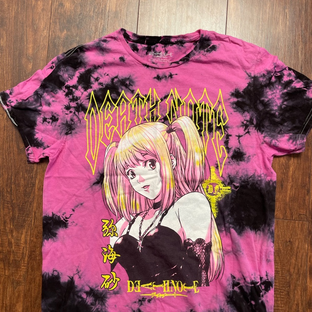 Hot Topic Pink and Black Anime Graphic Tee Misa amane death note